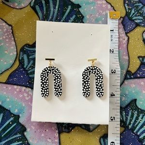 Polka Dot & Gold Stud Earrings